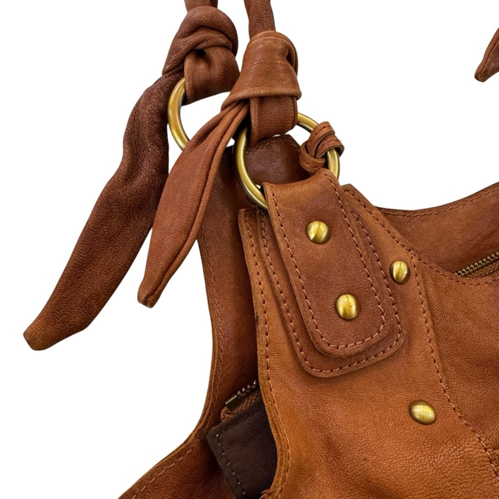 Dolce & Gabbana Large Leather Shoulder Bag with Logo Charms Distressed Brown - Picture 5 of 16